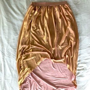 Rose gold high-low skirt